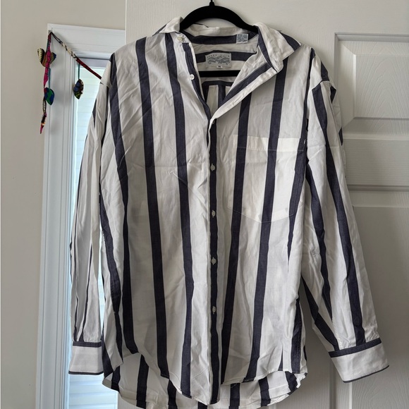 Striped White and Navy Shirt - Picture 1 of 2